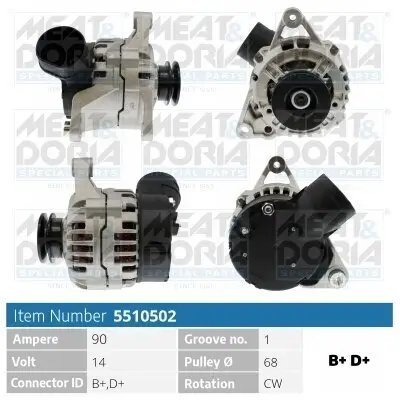 Generator 14 V MEAT & DORIA 5510502 Bild Generator 14 V MEAT & DORIA 5510502