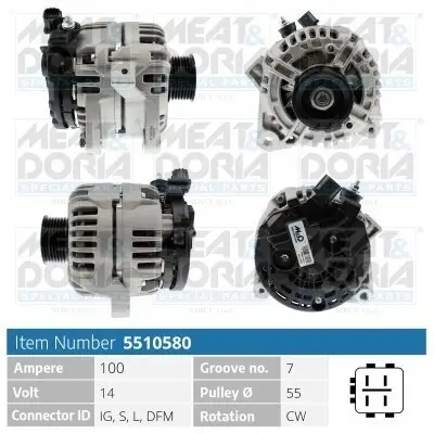Generator 14 V MEAT & DORIA 5510580 Bild Generator 14 V MEAT & DORIA 5510580