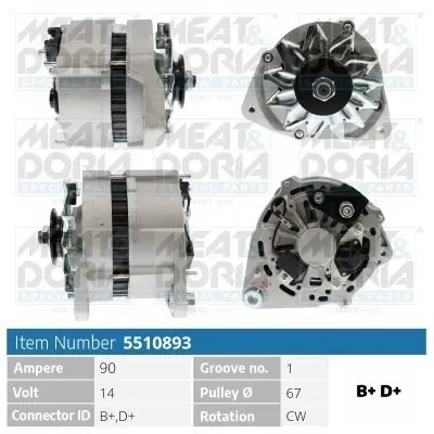 Generator 14 V MEAT & DORIA 5510893