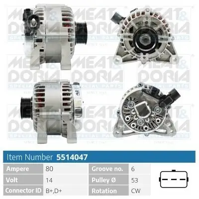 Generator 14 V MEAT & DORIA 5514047