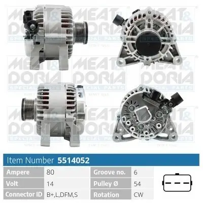 Generator 14 V MEAT & DORIA 5514052 Bild Generator 14 V MEAT & DORIA 5514052