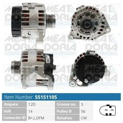 Generator 14 V MEAT & DORIA 55151105 Bild Generator 14 V MEAT & DORIA 55151105