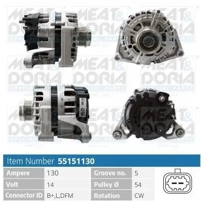 Generator 14 V MEAT & DORIA 55151130
