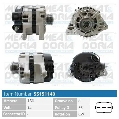 Generator 14 V MEAT & DORIA 55151140