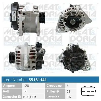 Generator 14 V MEAT & DORIA 55151141