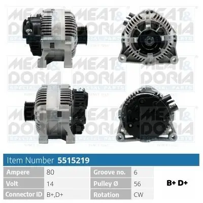 Generator 14 V MEAT & DORIA 5515219 Bild Generator 14 V MEAT & DORIA 5515219