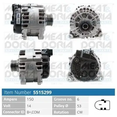 Generator 14 V MEAT & DORIA 5515299 Bild Generator 14 V MEAT & DORIA 5515299