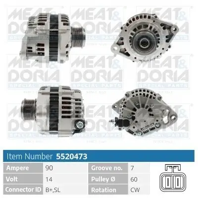 Generator 14 V MEAT & DORIA 5520473