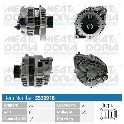 Generator 14 V MEAT & DORIA 5520918 Bild Generator 14 V MEAT & DORIA 5520918