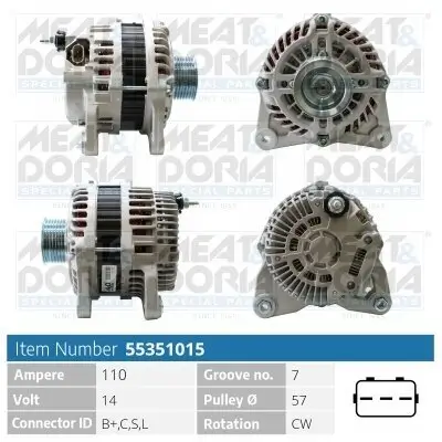 Generator 14 V MEAT & DORIA 55351015 Bild Generator 14 V MEAT & DORIA 55351015