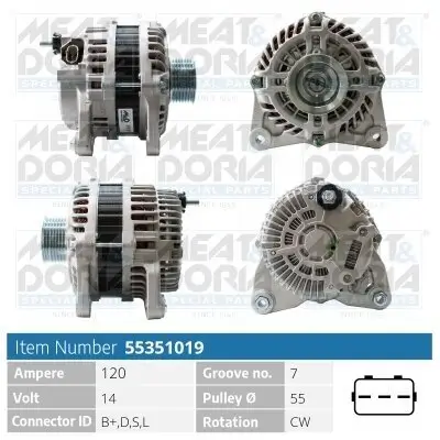 Generator 14 V MEAT & DORIA 55351019 Bild Generator 14 V MEAT & DORIA 55351019