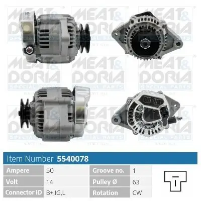 Generator 14 V MEAT & DORIA 5540078 Bild Generator 14 V MEAT & DORIA 5540078