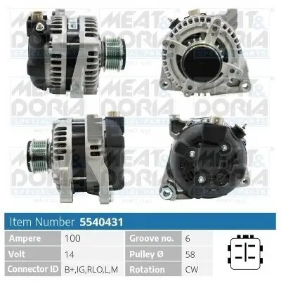 Generator 14 V MEAT & DORIA 5540431 Bild Generator 14 V MEAT & DORIA 5540431