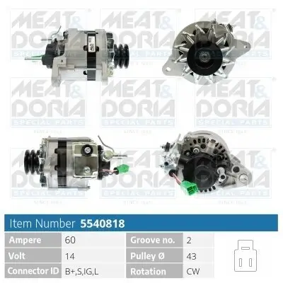 Generator 14 V MEAT & DORIA 5540818 Bild Generator 14 V MEAT & DORIA 5540818