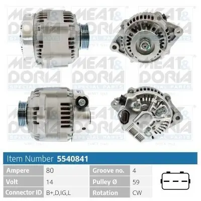 Generator 14 V MEAT & DORIA 5540841