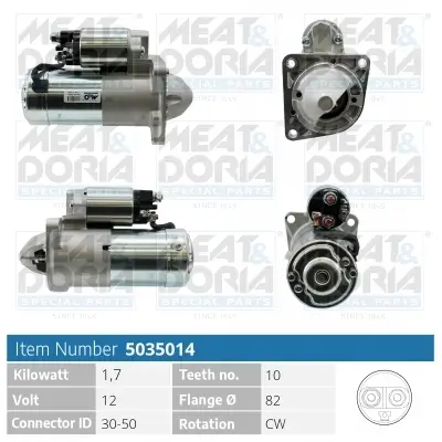 Starter 12 V 1,7 kW MEAT & DORIA 5035014 Bild Starter 12 V 1,7 kW MEAT & DORIA 5035014