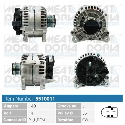 Generator 14 V MEAT & DORIA 5510011 Bild Generator 14 V MEAT & DORIA 5510011