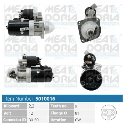 Starter 12 V 2,2 kW MEAT & DORIA 5010016 Bild Starter 12 V 2,2 kW MEAT & DORIA 5010016