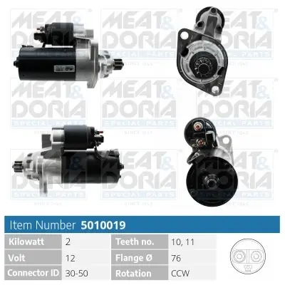 Starter 12 V 2 kW MEAT & DORIA 5010019 Bild Starter 12 V 2 kW MEAT & DORIA 5010019