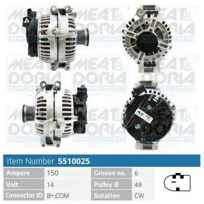 Generator 14 V MEAT & DORIA 5510025 Bild Generator 14 V MEAT & DORIA 5510025