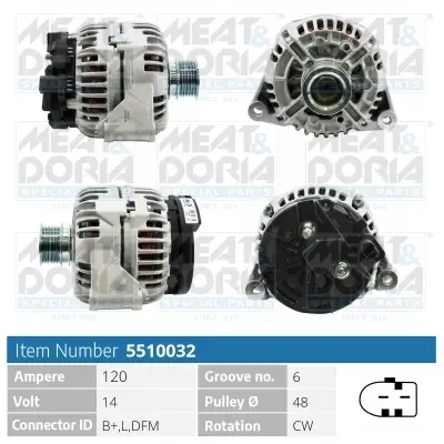 Generator 14 V MEAT & DORIA 5510032 Bild Generator 14 V MEAT & DORIA 5510032