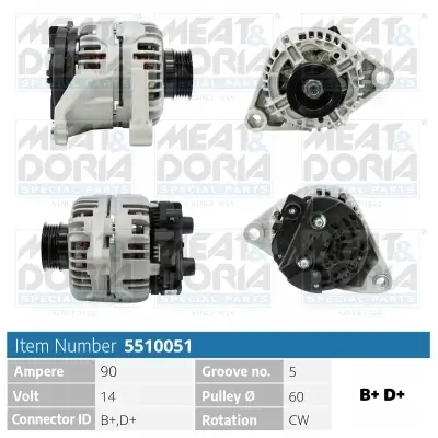 Generator 14 V MEAT & DORIA 5510051 Bild Generator 14 V MEAT & DORIA 5510051