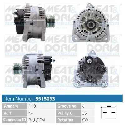 Generator 14 V MEAT & DORIA 5515093 Bild Generator 14 V MEAT & DORIA 5515093