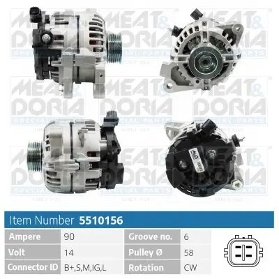 Generator 14 V MEAT & DORIA 5510156 Bild Generator 14 V MEAT & DORIA 5510156