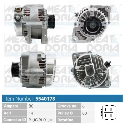 Generator 14 V MEAT & DORIA 5540178