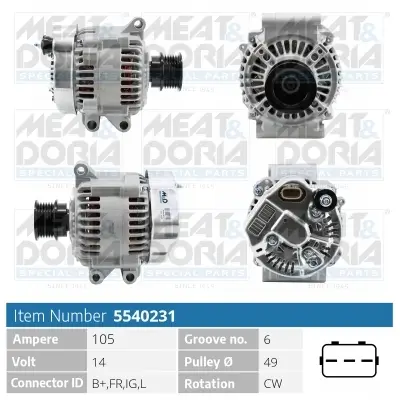 Generator 14 V MEAT & DORIA 5540231