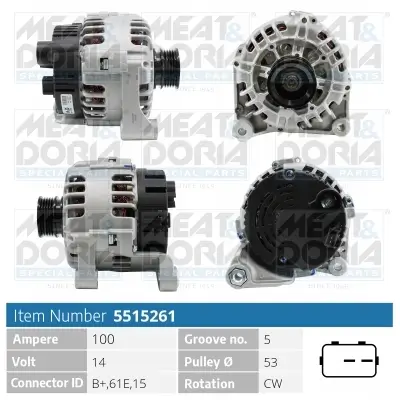 Generator 14 V MEAT & DORIA 5515261 Bild Generator 14 V MEAT & DORIA 5515261