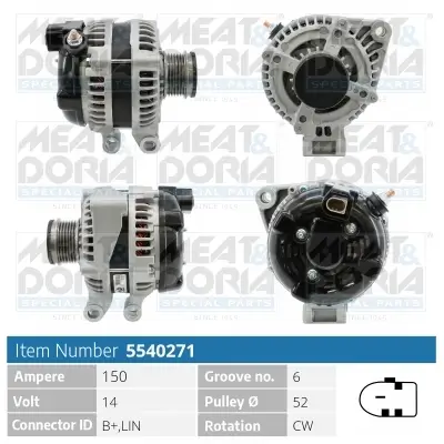 Generator 14 V MEAT & DORIA 5540271