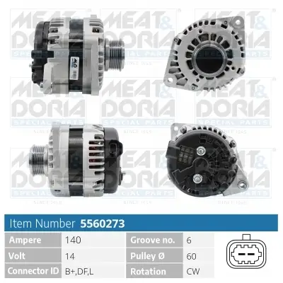 Generator 14 V MEAT & DORIA 5560273 Bild Generator 14 V MEAT & DORIA 5560273