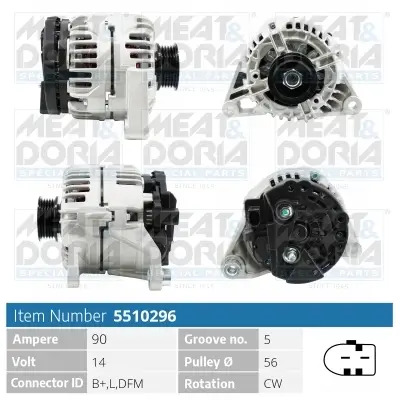Generator 14 V MEAT & DORIA 5510296 Bild Generator 14 V MEAT & DORIA 5510296
