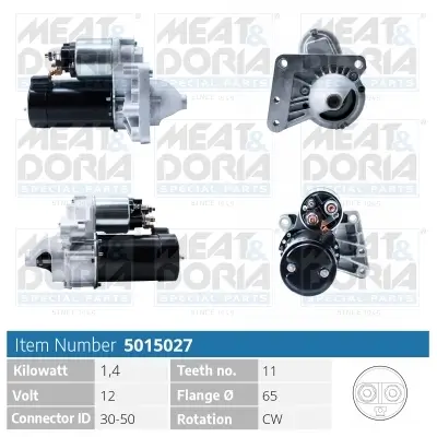 Starter 12 V 1,4 kW MEAT & DORIA 5015027 Bild Starter 12 V 1,4 kW MEAT & DORIA 5015027