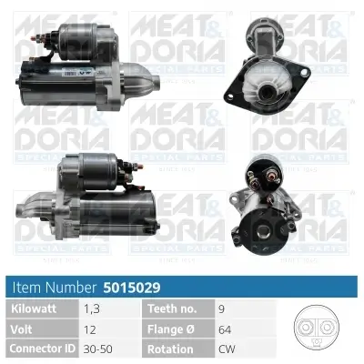 Starter 12 V 1,3 kW MEAT & DORIA 5015029 Bild Starter 12 V 1,3 kW MEAT & DORIA 5015029