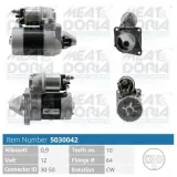 Starter 12 V 0,9 kW MEAT & DORIA 5030042