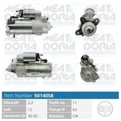 Starter 12 V 2,2 kW MEAT & DORIA 5014058 Bild Starter 12 V 2,2 kW MEAT & DORIA 5014058