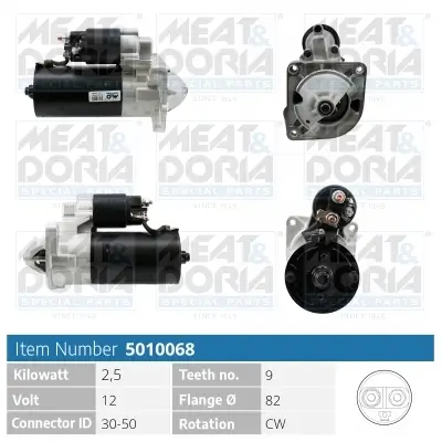 Starter 12 V 2,5 kW MEAT & DORIA 5010068 Bild Starter 12 V 2,5 kW MEAT & DORIA 5010068