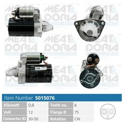 Starter 12 V 0,8 kW MEAT & DORIA 5015076 Bild Starter 12 V 0,8 kW MEAT & DORIA 5015076