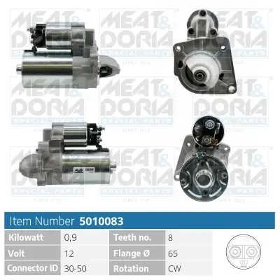 Starter 12 V 0,9 kW MEAT & DORIA 5010083