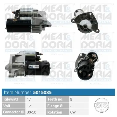 Starter 12 V 1,1 kW MEAT & DORIA 5015085 Bild Starter 12 V 1,1 kW MEAT & DORIA 5015085