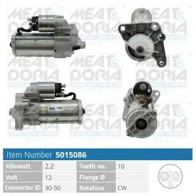 Starter 12 V 2,2 kW MEAT & DORIA 5015086 Bild Starter 12 V 2,2 kW MEAT & DORIA 5015086