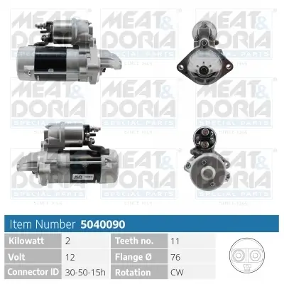 Starter 12 V 2 kW MEAT & DORIA 5040090 Bild Starter 12 V 2 kW MEAT & DORIA 5040090