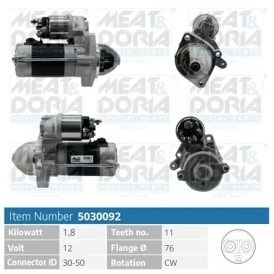 Starter 12 V 1,8 kW MEAT & DORIA 5030092 Bild Starter 12 V 1,8 kW MEAT & DORIA 5030092