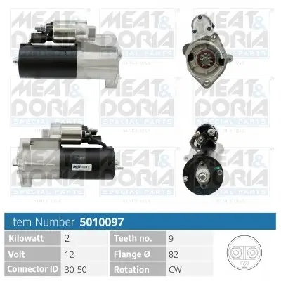 Starter 12 V 2 kW MEAT & DORIA 5010097 Bild Starter 12 V 2 kW MEAT & DORIA 5010097