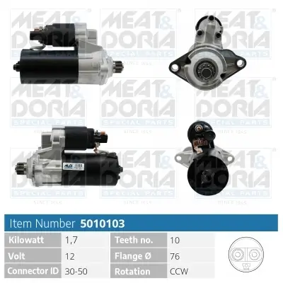 Starter 12 V 1,7 kW MEAT & DORIA 5010103