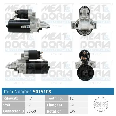 Starter 12 V 1,7 kW MEAT & DORIA 5015108 Bild Starter 12 V 1,7 kW MEAT & DORIA 5015108