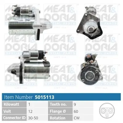 Starter 12 V 1 kW MEAT & DORIA 5015113 Bild Starter 12 V 1 kW MEAT & DORIA 5015113