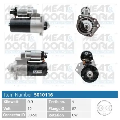 Starter 12 V 0,9 kW MEAT & DORIA 5010116 Bild Starter 12 V 0,9 kW MEAT & DORIA 5010116